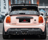MINI Cooper JCW (John Cooper Works) F56 LCI 2022 2023 2024 with Aftermarket Parts - AE Style Rear Diffuser & Canards Carbon Fiber from ArmorExtend